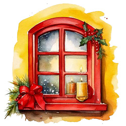 Window with Holiday Decor